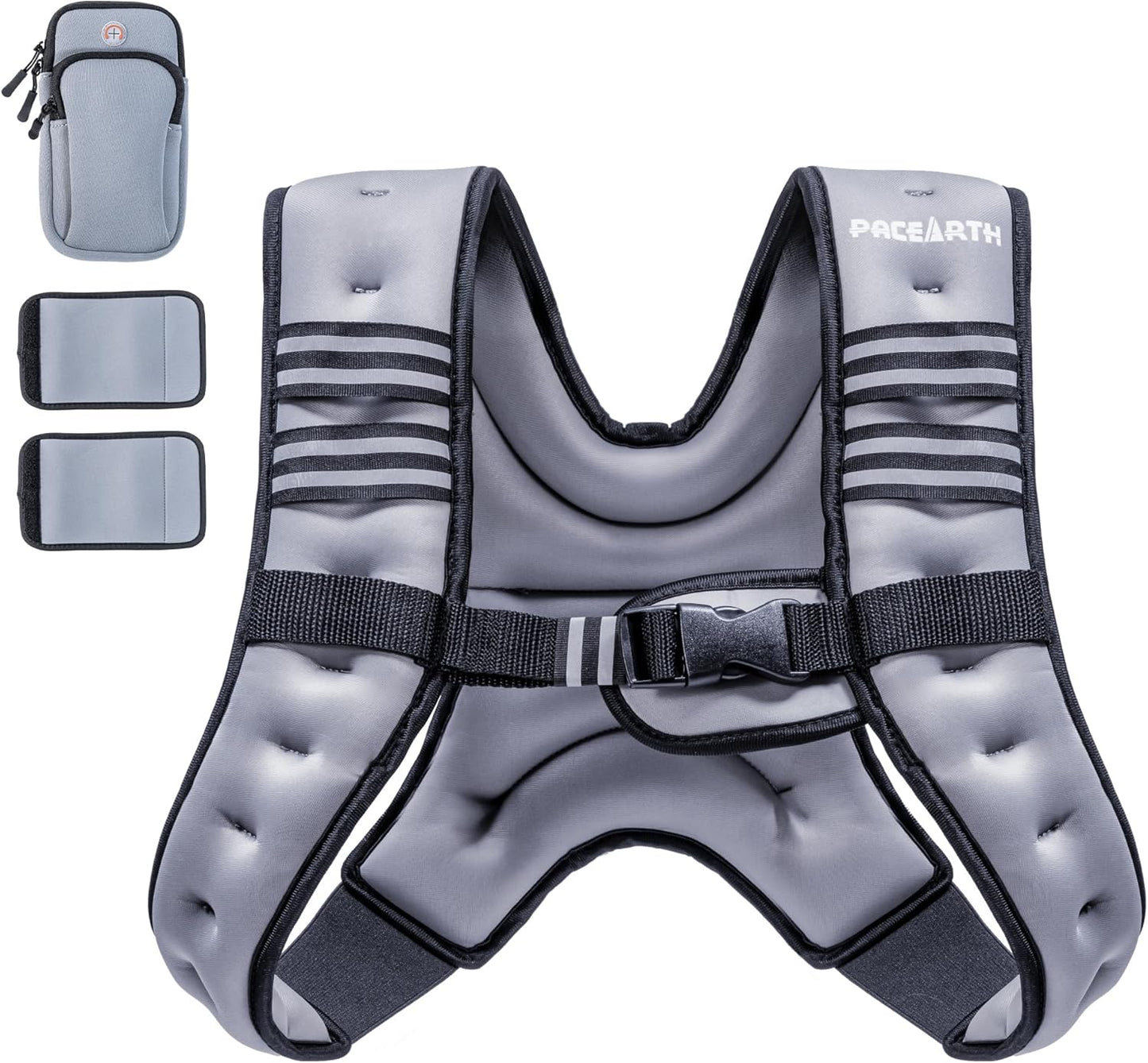Weighted Vest,4Lb/6Lb/10Lb/12Lb/16Lb/20Lb/25Lb/30Lb Weight Vest with Reflective Stripe, Body Weight Vests Adjustable for Men, Women Workout, Strength Training, Running, Walking, Jogging