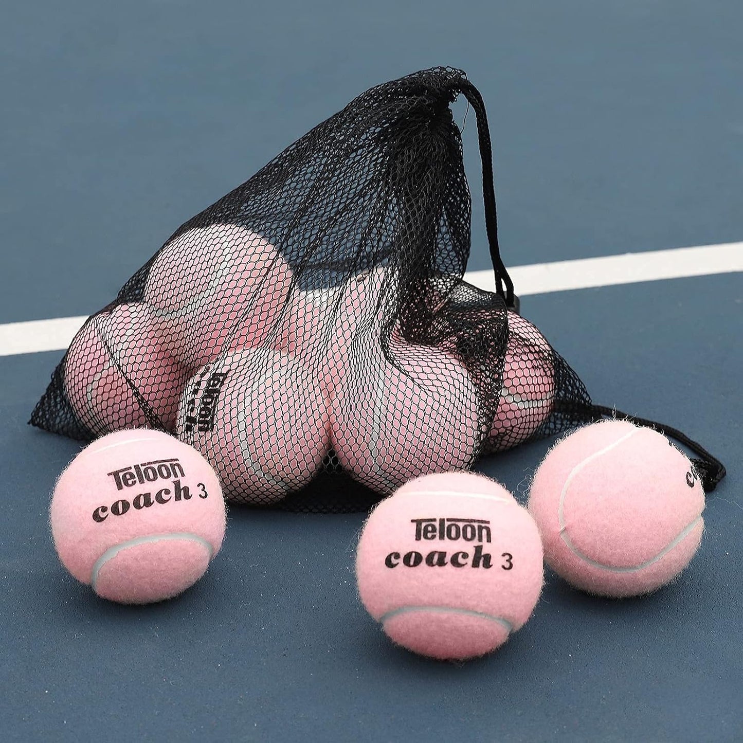 Pressureless Training Tennis Balls - Available in 12 or 18 Count with Mesh Carry Bag, Four Color Options for Beginners