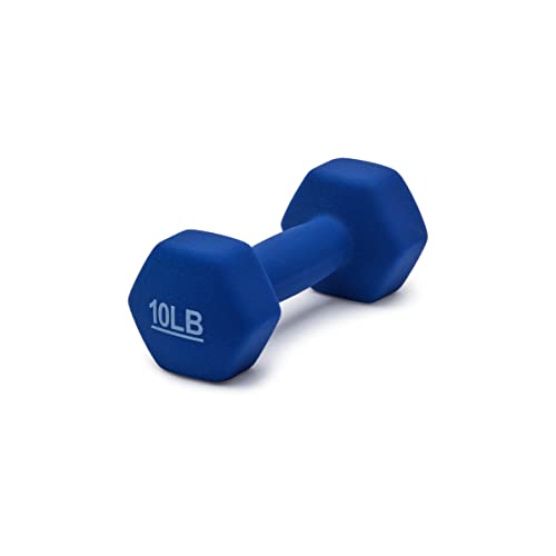 Amazon Basics Neoprene Coated Hexagon Workout Dumbbell Hand Weight, Set of 2, 4 Pound, Blue