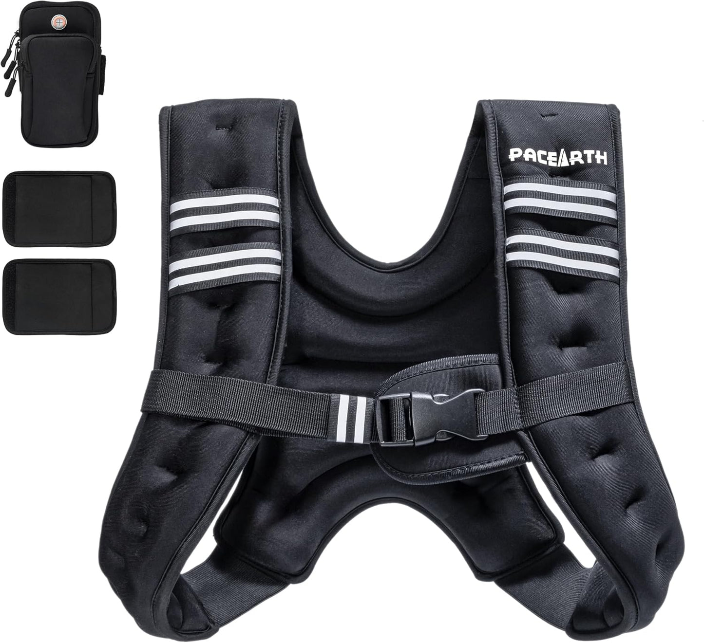 Weighted Vest,4Lb/6Lb/10Lb/12Lb/16Lb/20Lb/25Lb/30Lb Weight Vest with Reflective Stripe, Body Weight Vests Adjustable for Men, Women Workout, Strength Training, Running, Walking, Jogging