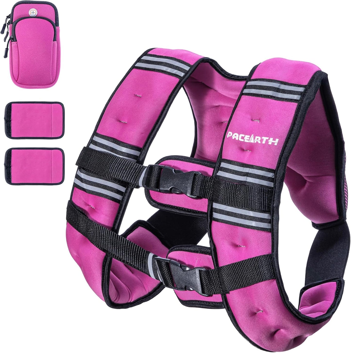Weighted Vest,4Lb/6Lb/10Lb/12Lb/16Lb/20Lb/25Lb/30Lb Weight Vest with Reflective Stripe, Body Weight Vests Adjustable for Men, Women Workout, Strength Training, Running, Walking, Jogging