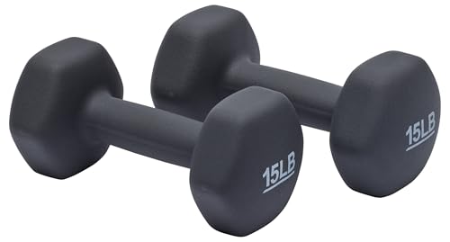 Amazon Basics Neoprene Coated Hexagon Workout Dumbbell Hand Weight, Set of 2, 4 Pound, Blue