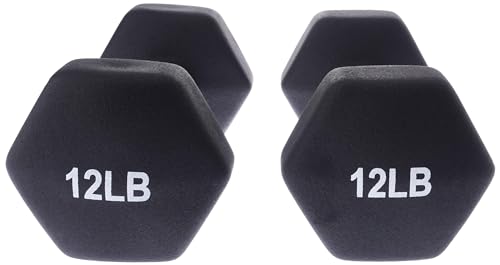 Amazon Basics Neoprene Coated Hexagon Workout Dumbbell Hand Weight, Set of 2, 4 Pound, Blue