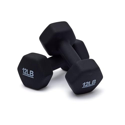 Amazon Basics Neoprene Coated Hexagon Workout Dumbbell Hand Weight, Set of 2, 4 Pound, Blue