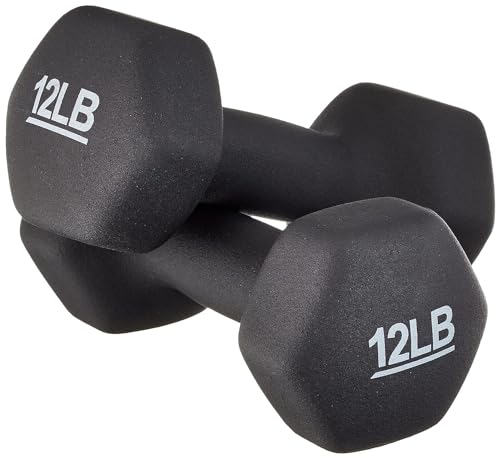 Amazon Basics Neoprene Coated Hexagon Workout Dumbbell Hand Weight, Set of 2, 4 Pound, Blue