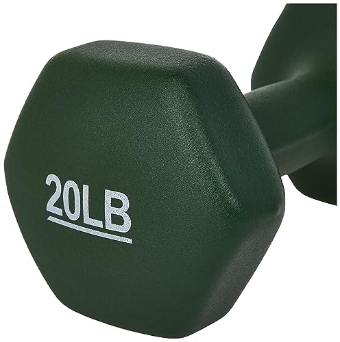 Amazon Basics Neoprene Coated Hexagon Workout Dumbbell Hand Weight, Set of 2, 4 Pound, Blue