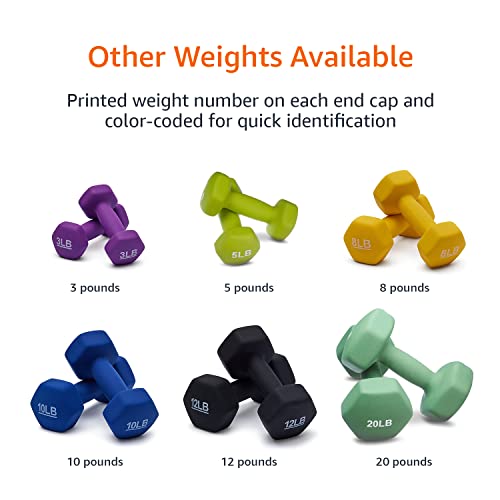 Amazon Basics Neoprene Coated Hexagon Workout Dumbbell Hand Weight, Set of 2, 4 Pound, Blue