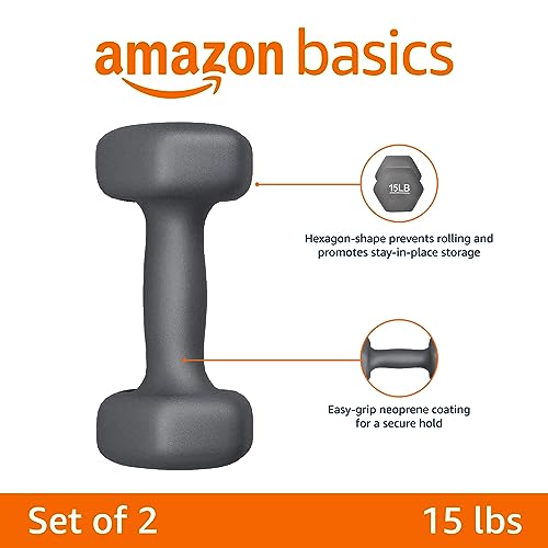 Amazon Basics Neoprene Coated Hexagon Workout Dumbbell Hand Weight, Set of 2, 4 Pound, Blue