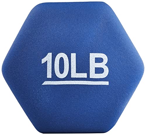 Amazon Basics Neoprene Coated Hexagon Workout Dumbbell Hand Weight, Set of 2, 4 Pound, Blue