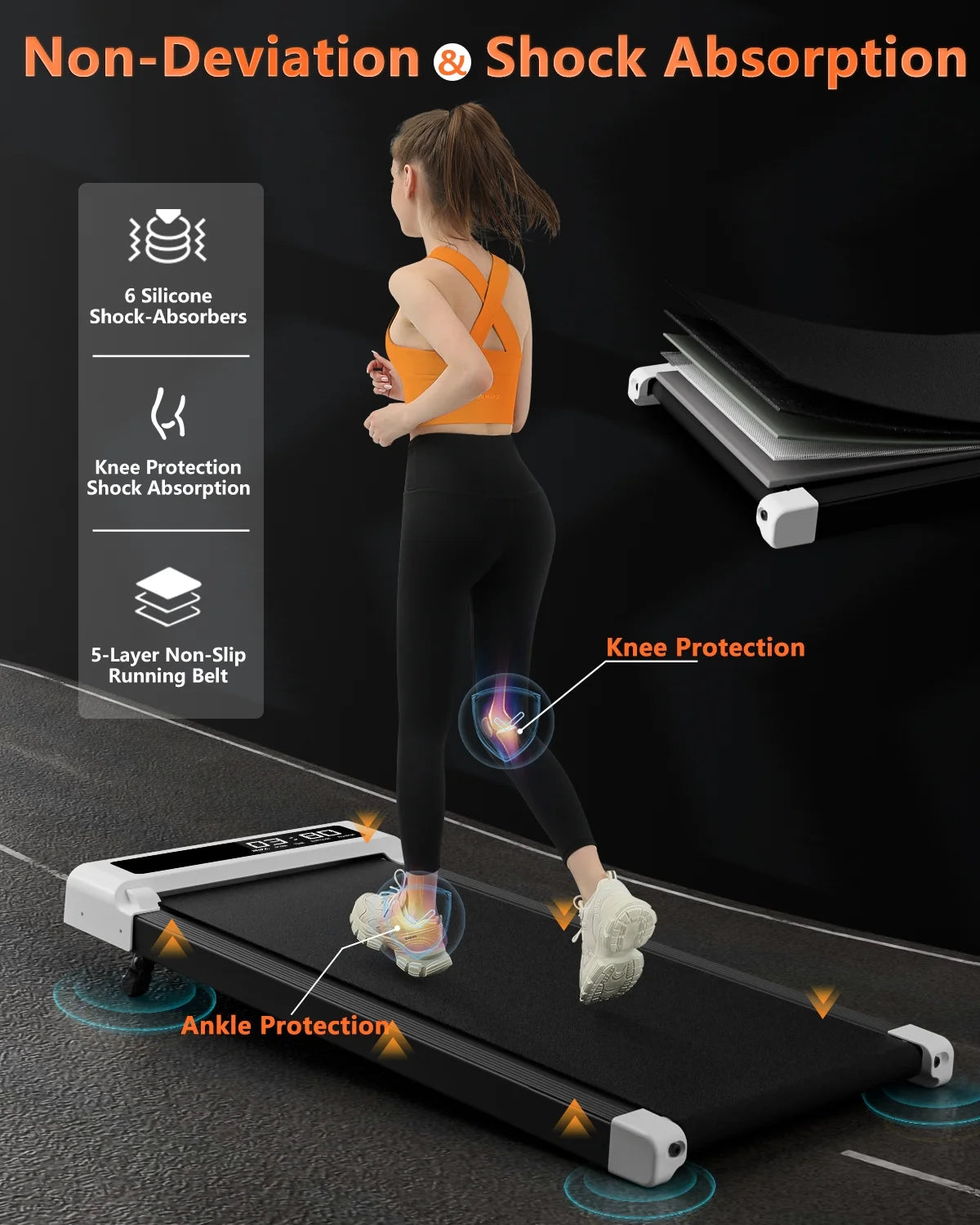 Incline Walking Pad Treadmill - 2-in-1 Compact Treadmill for Walking and Jogging, 2.5HP for Home Office with Remote Control and LED Display