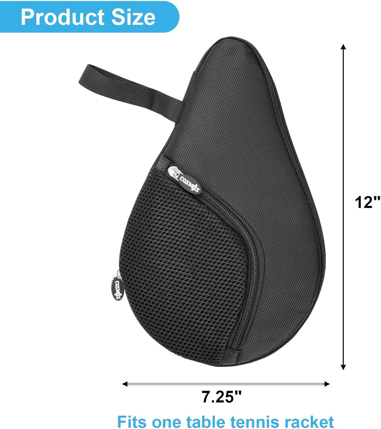 Table Tennis Racket Case Cover Ping Pong Paddle Carry Bag with Ball Storage Pocket