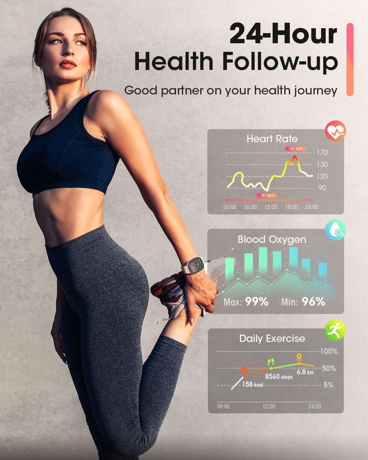 Smart Watches for Women Men with Call: Fitness Trackers with 24-Hour Heart Rate Spo2 Sleep Monitor 5ATM Waterproof 120+ Sport Mode Watches for Women Gift Compatible with Iphone Android Phones(3 Bands)