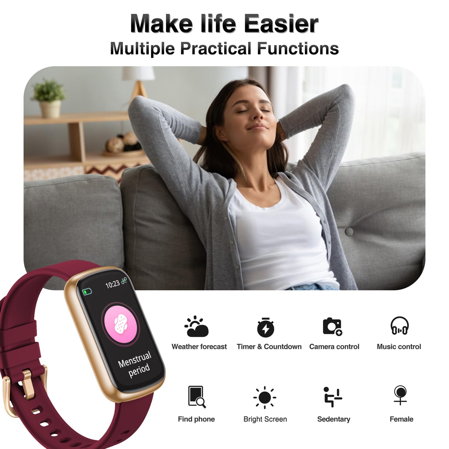 Health Fitness Tracker, Smart Watches for Women Men with 24/7 Heart Rate Blood Oxygen Monitor, Sleep Tracker, Calories & Pedometer, IP68 Waterproof Activity Trackers & Fitness Watch for Android&iPhone