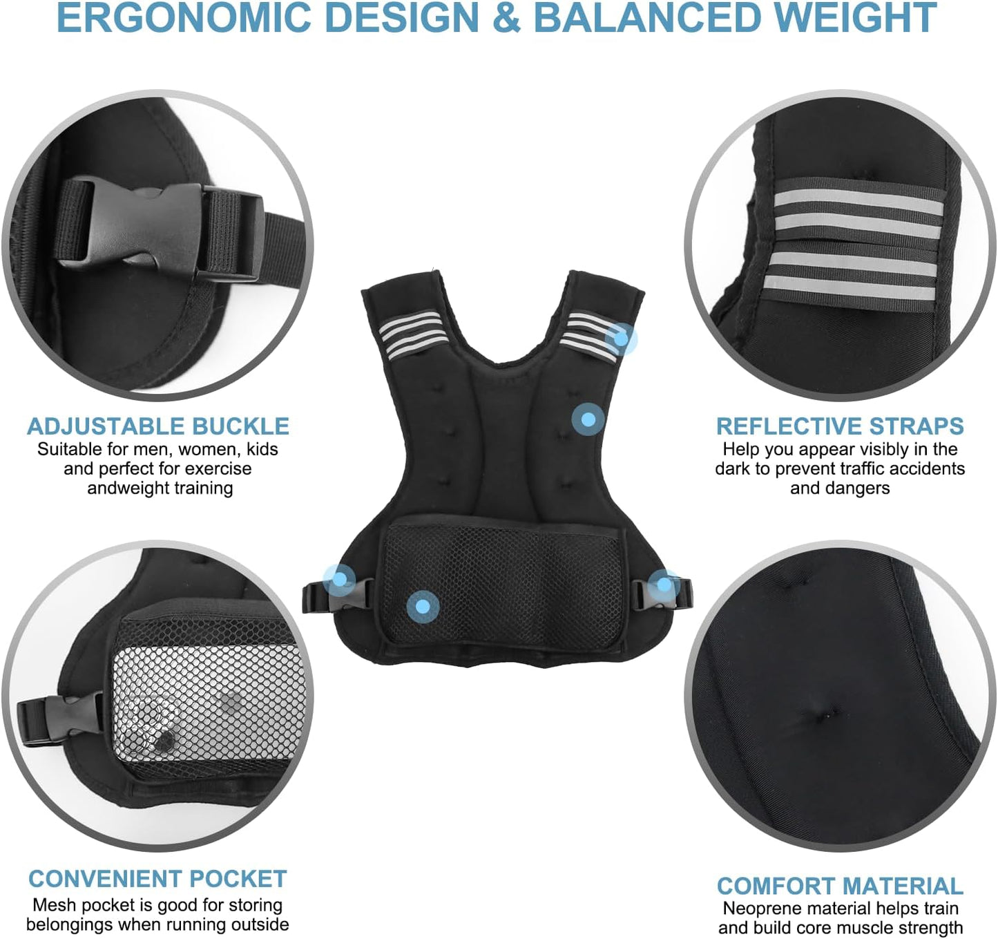 Adjustable Weighted Vest for Men Women Weights Included, 4-10Lbs/11-20Lbs Body Weight Vests Adjustable for Running, Training Workout, Jogging, Walking