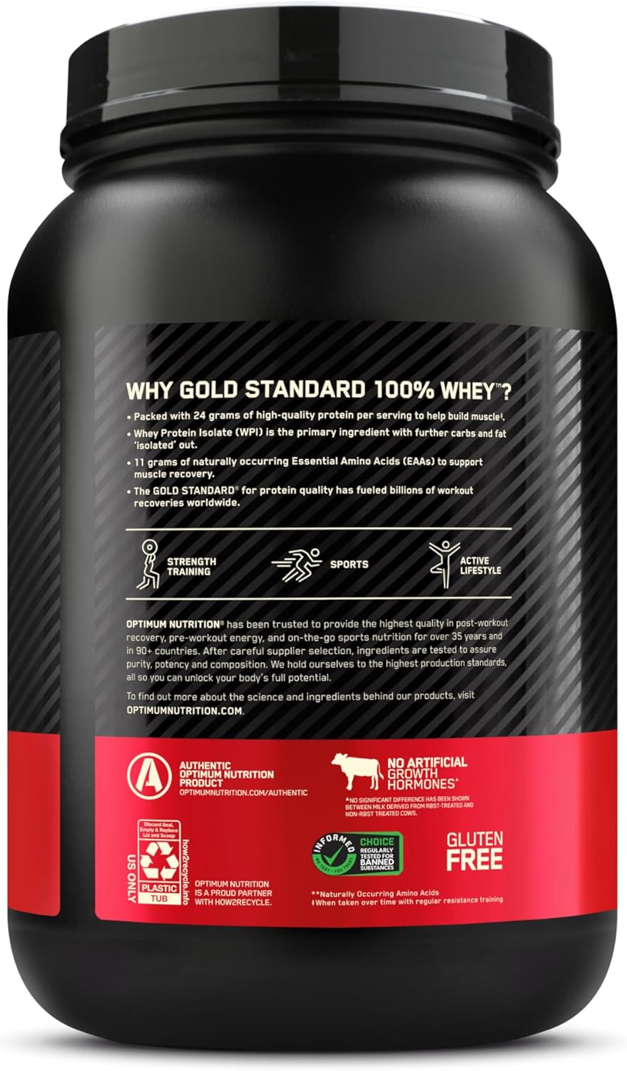 Gold Standard 100% Whey Protein Powder, Double Rich Chocolate, 2 Pound (Packaging May Vary)