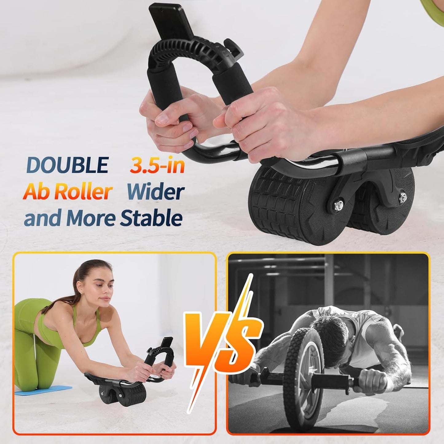 2024 New Ab Roller Wheel with Timer & Knee Mat,Automatic Rebound Abdominal Wheel with Elbow Support Ab Workout Equipment for Strengthening Core Muscles Abs Exercise Roller for Women Men