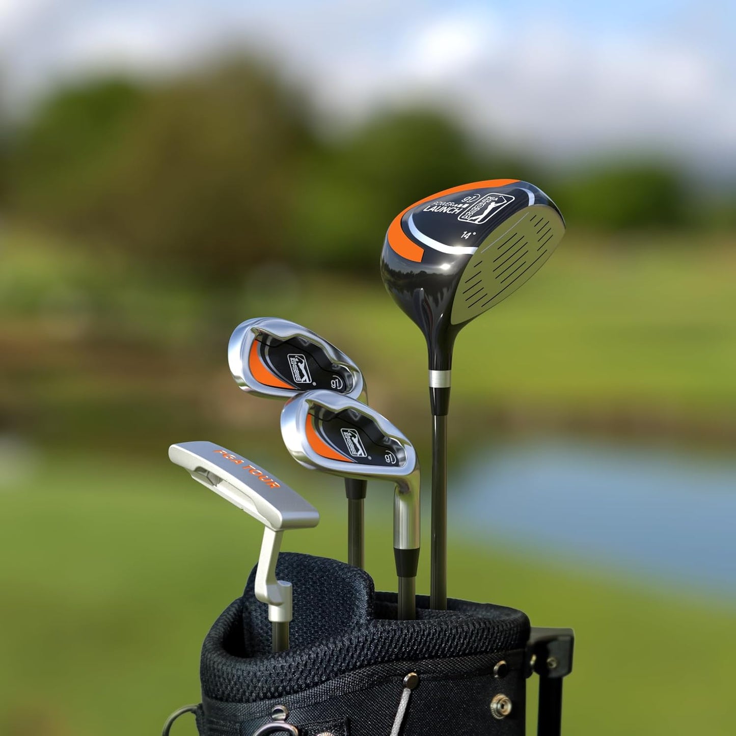 G1 Series Orange Kids Golf Club Set| Golf Clubs and Sets for Height 5'2"-5'10"| Complete Golf Club Sets W/A Golf Driver, Putter & Golf Bag| Young Men & Women Golf Clubs Ages 12-17