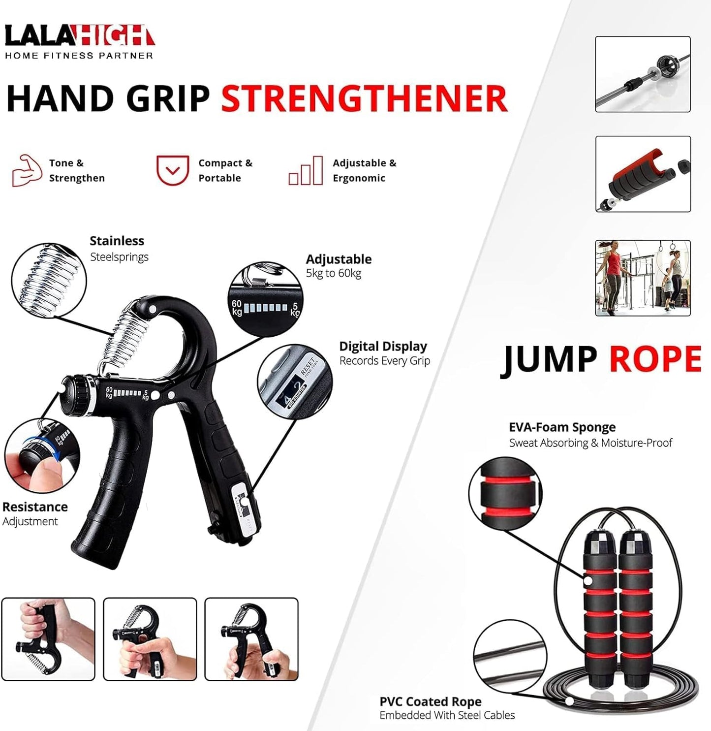 Portable Home Gym System: Large Compact Push up Board, Pilates Bar & 20 Fitness Accessories with Resistance Bands Ab Roller Wheel - Full Body Workout for Men and Women, Gift for Boyfriend