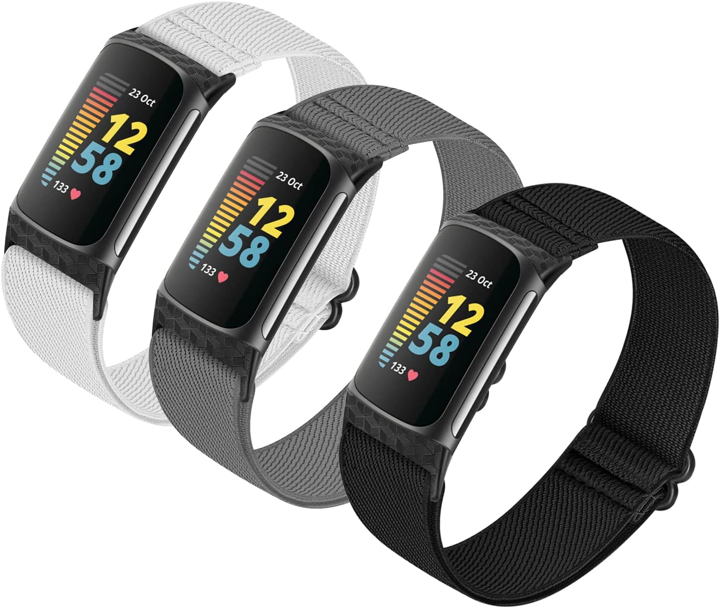3 Pack Adjustable Elastic Watch Band Compatible with Charge 5 Bands for Women Men, Stretchy Sport Loop Band Soft Nylon Wristband Accessories for Charge 5 Fitness & Health Tracker