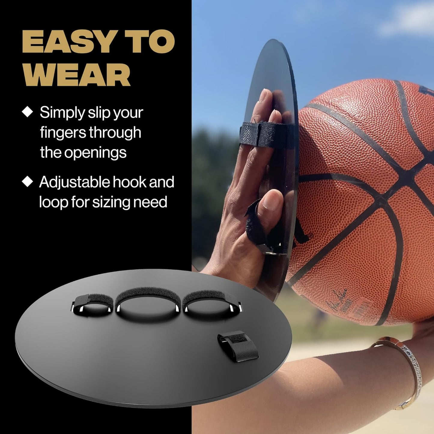 Basketball Shooting off Hand Trainer - for Right Handed Shooters, Eliminate off Hand Interference - with Bonus 5.3" Shooting Aid