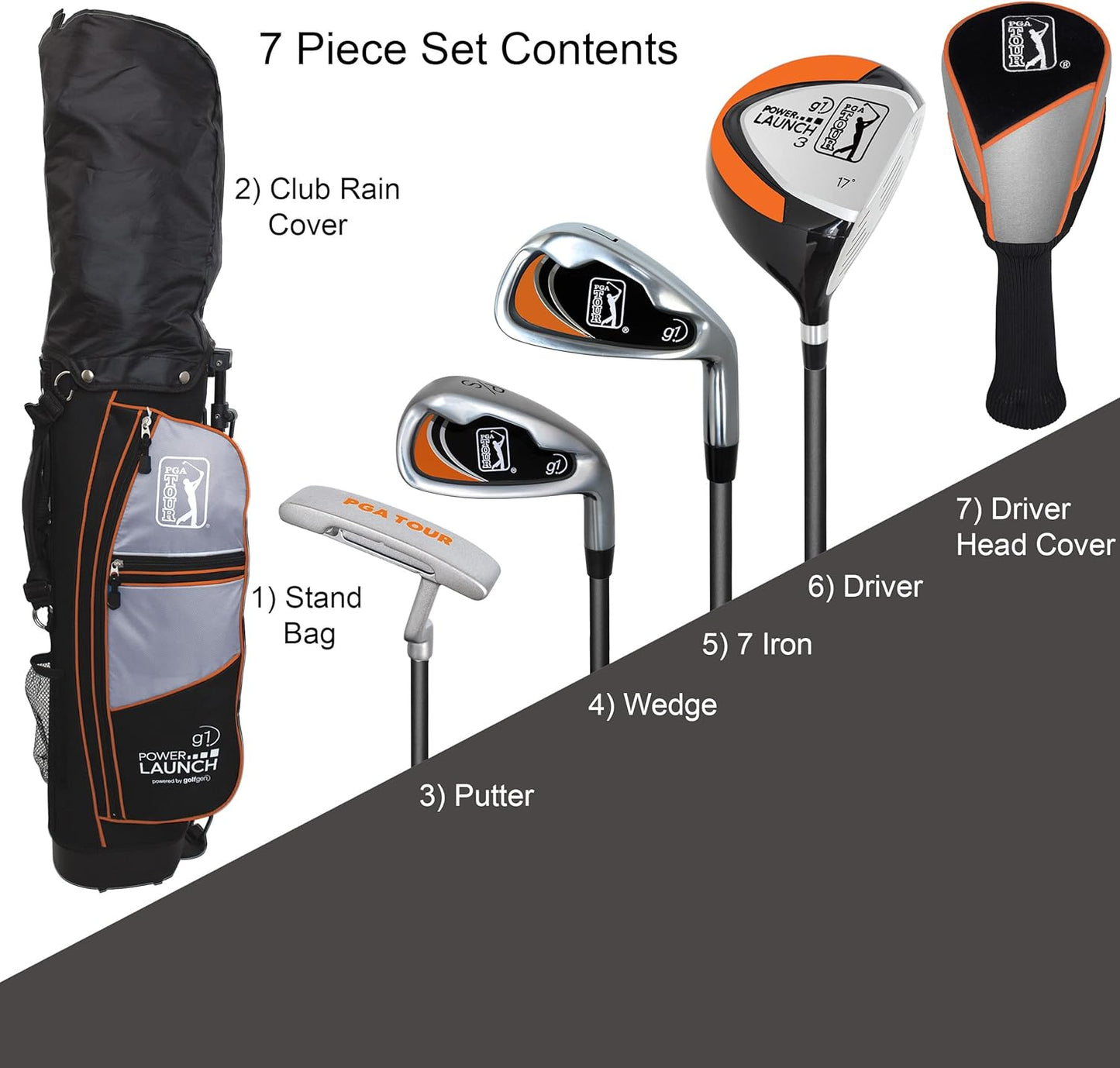 G1 Series Orange Kids Golf Club Set| Golf Clubs and Sets for Height 5'2"-5'10"| Complete Golf Club Sets W/A Golf Driver, Putter & Golf Bag| Young Men & Women Golf Clubs Ages 12-17