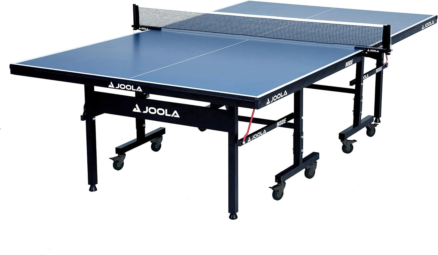 inside - Professional MDF Indoor Table Tennis Table with Quick Clamp Ping Pong Net and Post Set - 10 Minute Easy Assembly - Ping Pong Table with Single Player Playback Mode