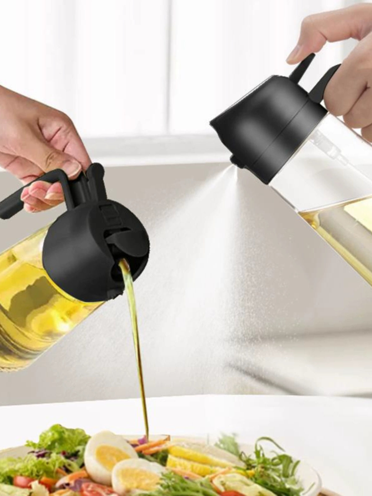 Anmai Glass Oiler Spray Dual-Purpose Oil Bottle Air Fryer Kitchen For Home Atomization Fuel Injector Food Grade Leak-Proof
