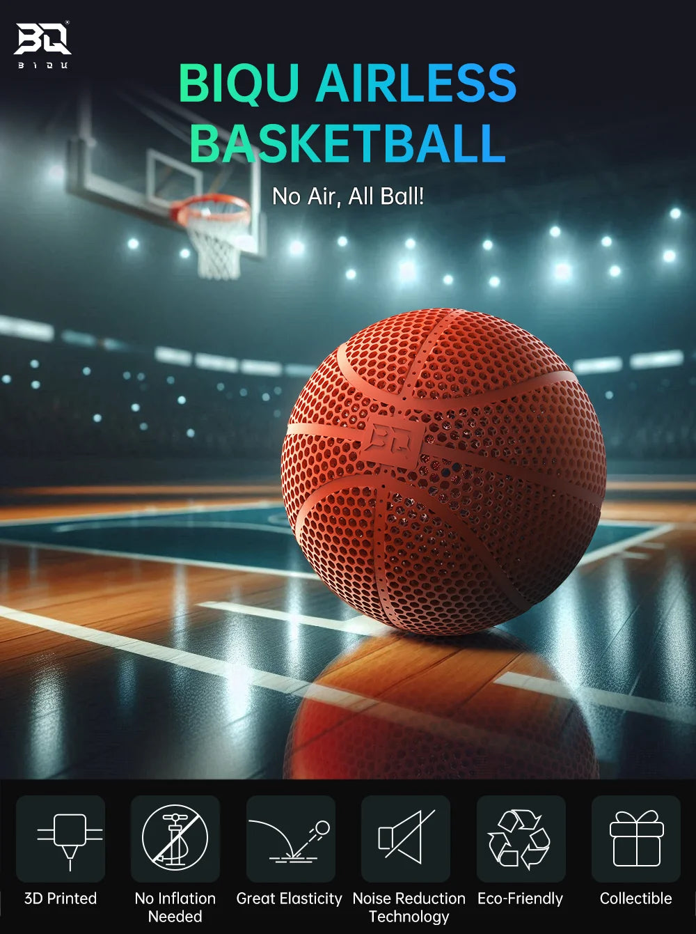 BIQU Airless Basketball PLA-HR Filament Print PLA Eco-friendly Diameter 220mm 240MM Ball 3D Printer DIY Model