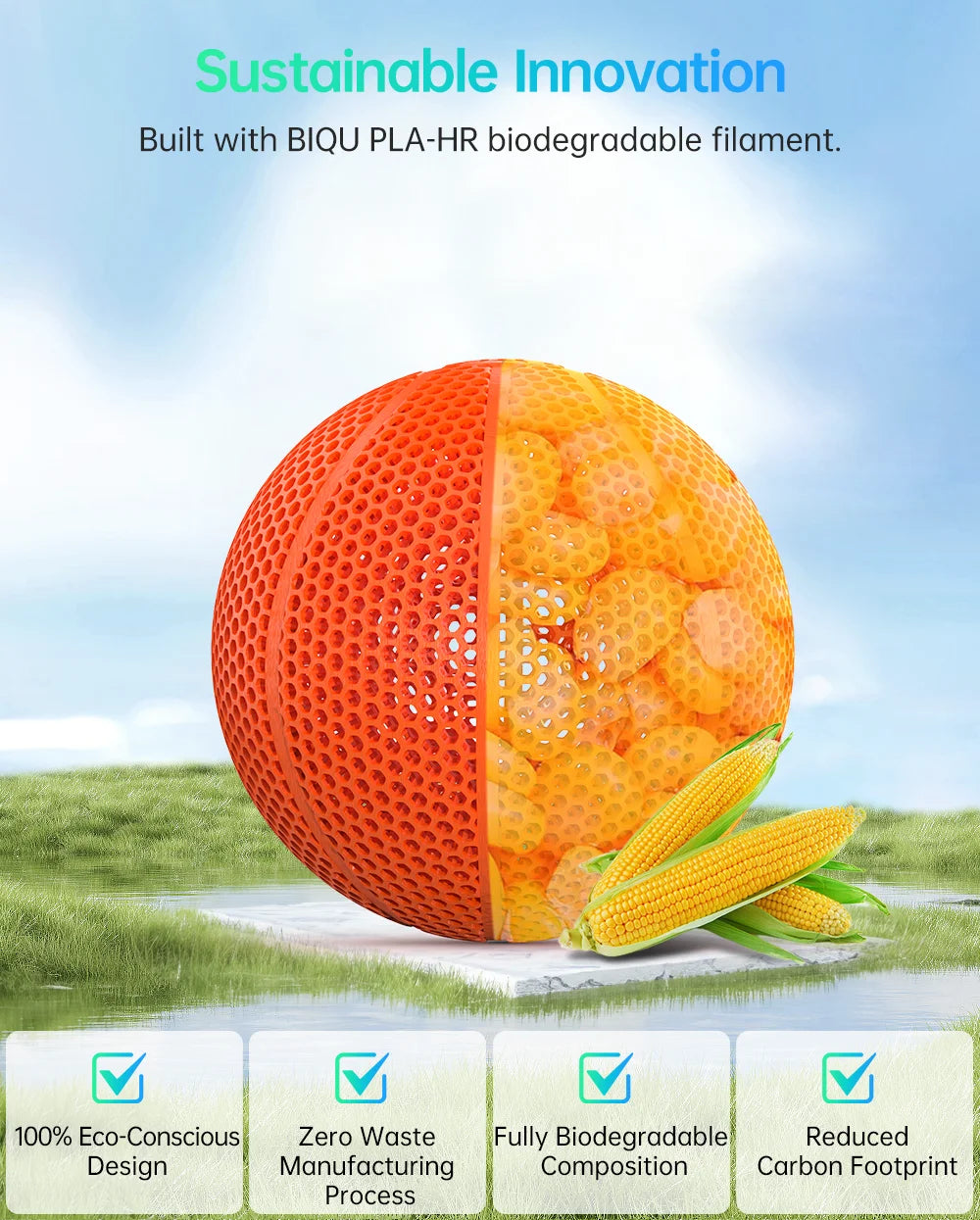 BIQU Airless Basketball PLA-HR Filament Print PLA Eco-friendly Diameter 220mm 240MM Ball 3D Printer DIY Model