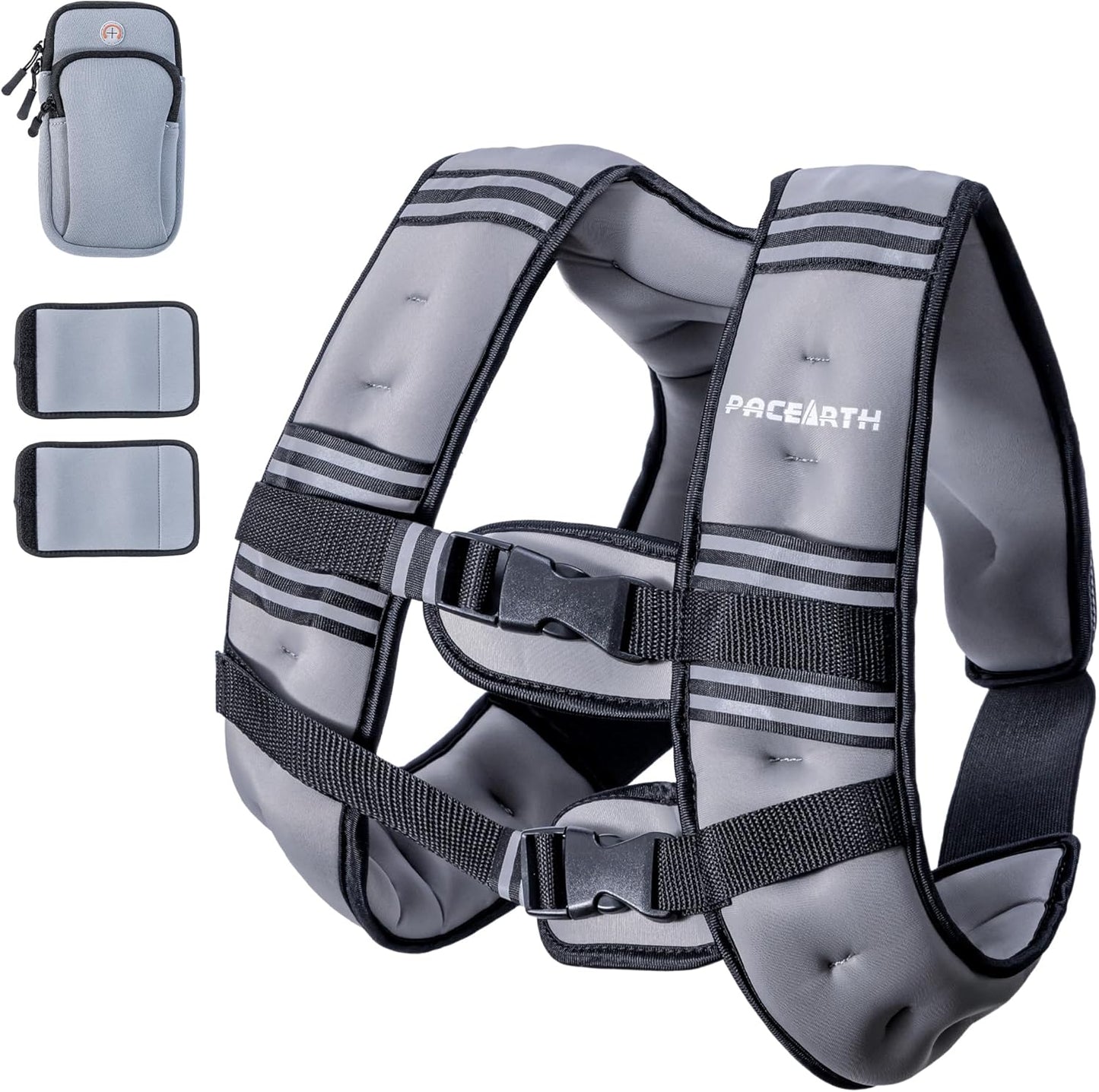 Weighted Vest,4Lb/6Lb/10Lb/12Lb/16Lb/20Lb/25Lb/30Lb Weight Vest with Reflective Stripe, Body Weight Vests Adjustable for Men, Women Workout, Strength Training, Running, Walking, Jogging