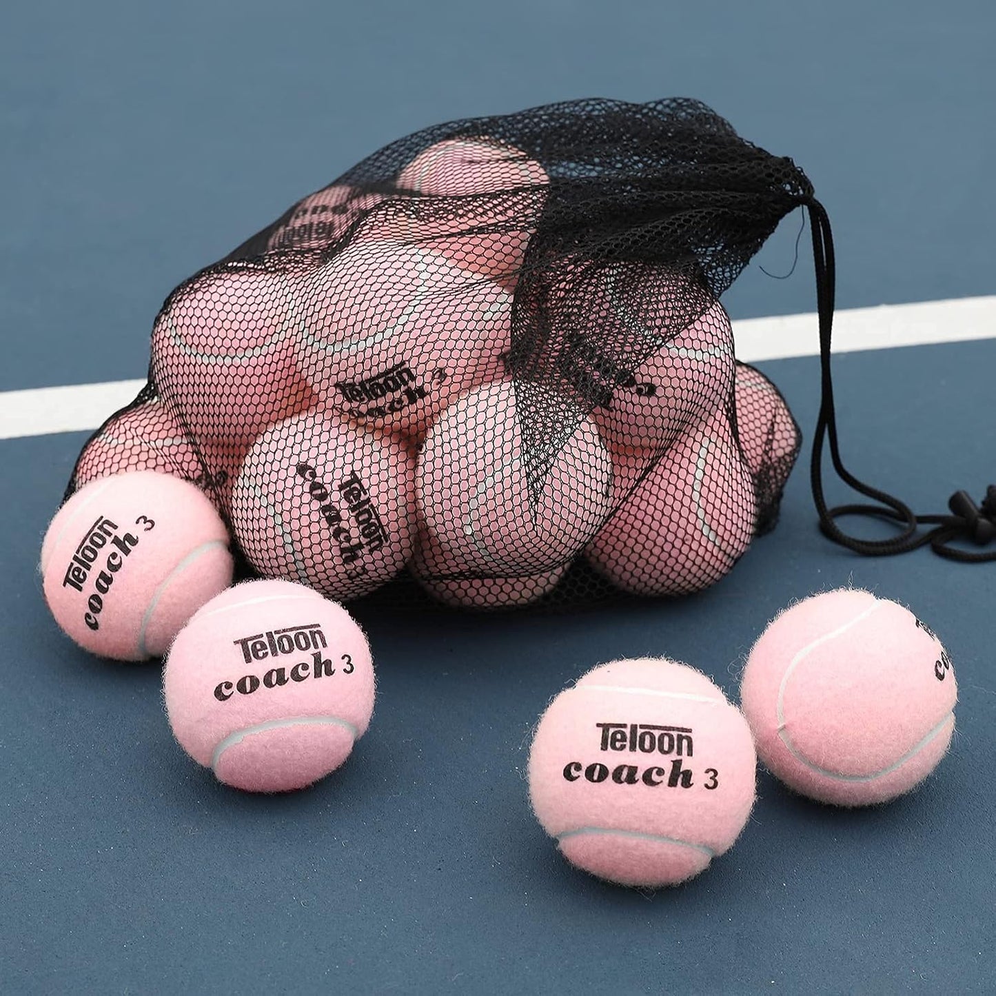 Pressureless Training Tennis Balls - Available in 12 or 18 Count with Mesh Carry Bag, Four Color Options for Beginners