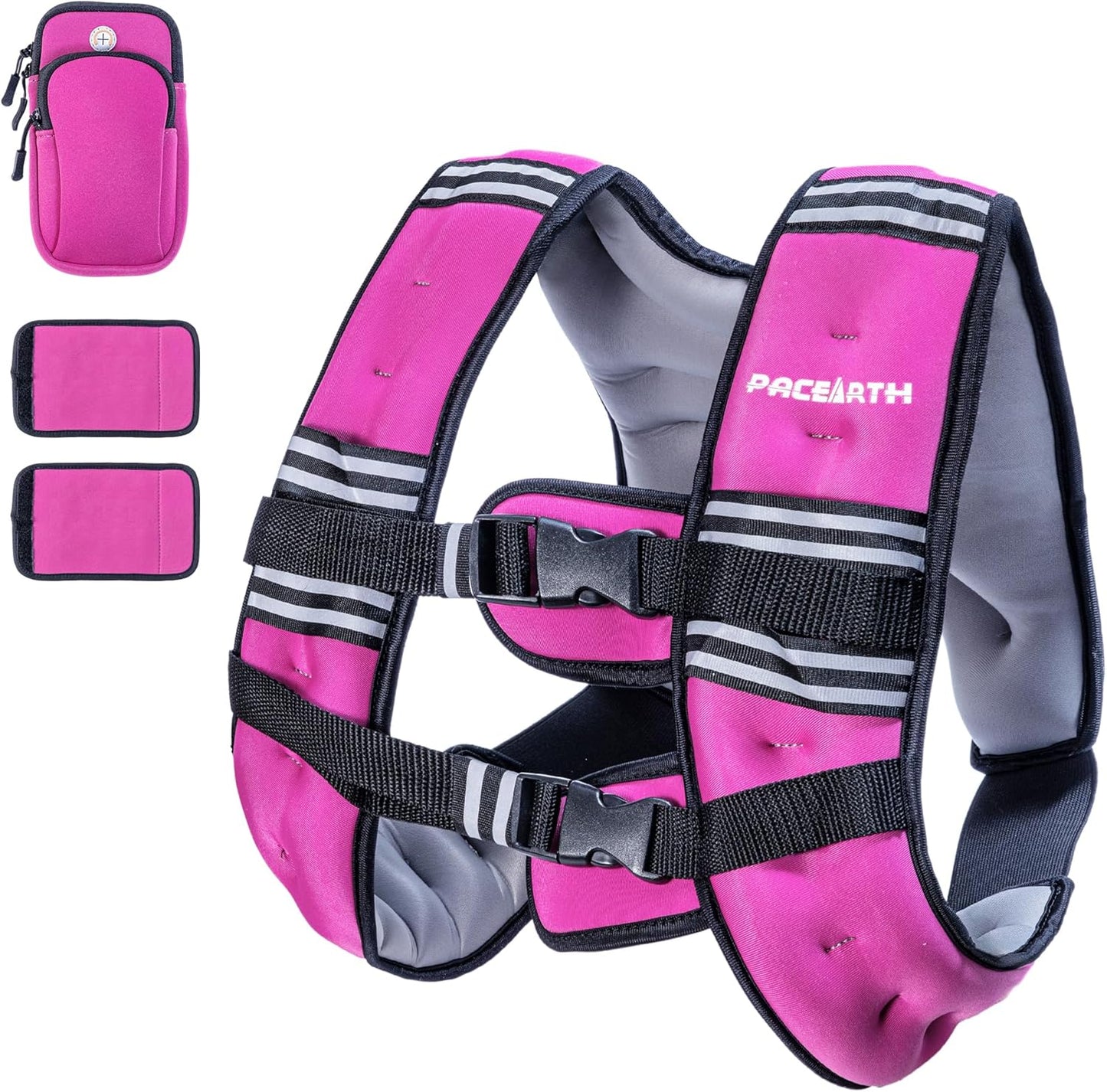 Weighted Vest,4Lb/6Lb/10Lb/12Lb/16Lb/20Lb/25Lb/30Lb Weight Vest with Reflective Stripe, Body Weight Vests Adjustable for Men, Women Workout, Strength Training, Running, Walking, Jogging