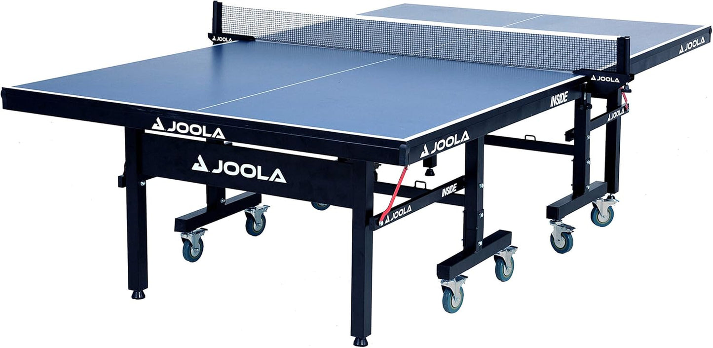 inside - Professional MDF Indoor Table Tennis Table with Quick Clamp Ping Pong Net and Post Set - 10 Minute Easy Assembly - Ping Pong Table with Single Player Playback Mode