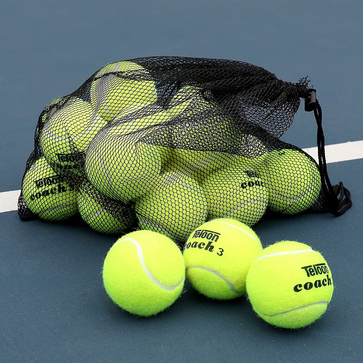 Pressureless Training Tennis Balls - Available in 12 or 18 Count with Mesh Carry Bag, Four Color Options for Beginners