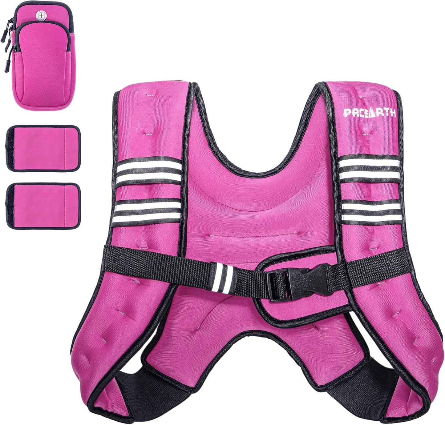 Weighted Vest,4Lb/6Lb/10Lb/12Lb/16Lb/20Lb/25Lb/30Lb Weight Vest with Reflective Stripe, Body Weight Vests Adjustable for Men, Women Workout, Strength Training, Running, Walking, Jogging