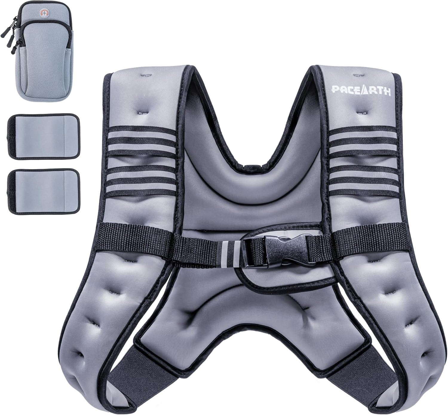 Weighted Vest,4Lb/6Lb/10Lb/12Lb/16Lb/20Lb/25Lb/30Lb Weight Vest with Reflective Stripe, Body Weight Vests Adjustable for Men, Women Workout, Strength Training, Running, Walking, Jogging
