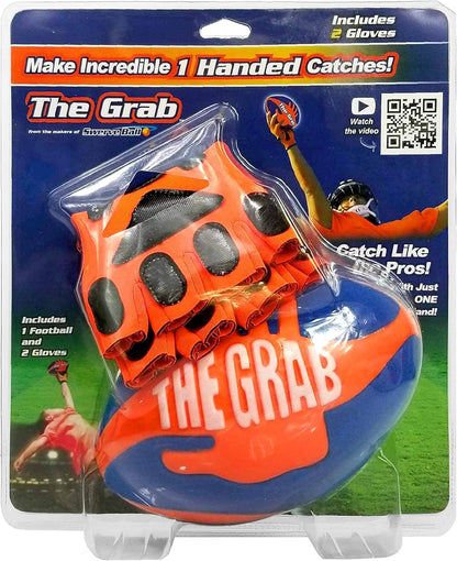 The Grab Football - Make Incredible One Handed Catches, Game of Catch and Throw Football Toy, Includes 2 Gloves