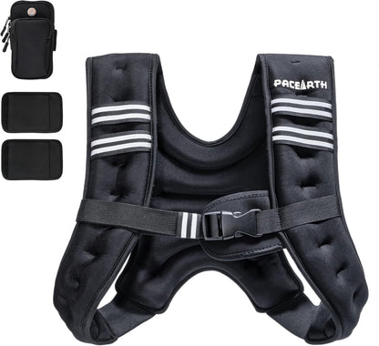 Weighted Vest,4Lb/6Lb/10Lb/12Lb/16Lb/20Lb/25Lb/30Lb Weight Vest with Reflective Stripe, Body Weight Vests Adjustable for Men, Women Workout, Strength Training, Running, Walking, Jogging