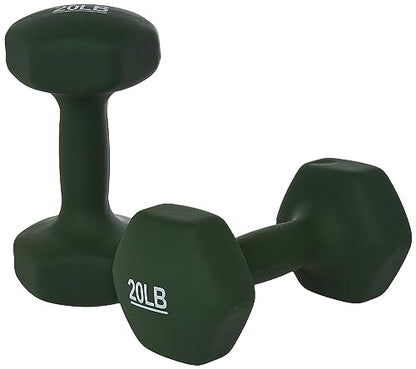 Amazon Basics Neoprene Coated Hexagon Workout Dumbbell Hand Weight, Set of 2, 4 Pound, Blue