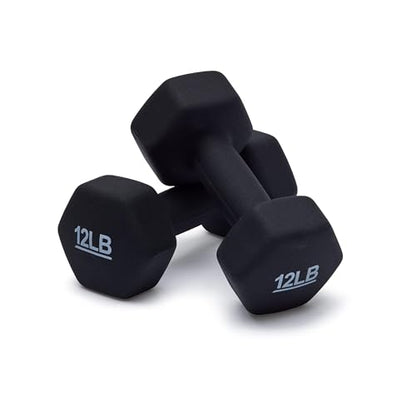 Amazon Basics Neoprene Coated Hexagon Workout Dumbbell Hand Weight, Set of 2, 4 Pound, Blue