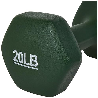 Amazon Basics Neoprene Coated Hexagon Workout Dumbbell Hand Weight, Set of 2, 4 Pound, Blue