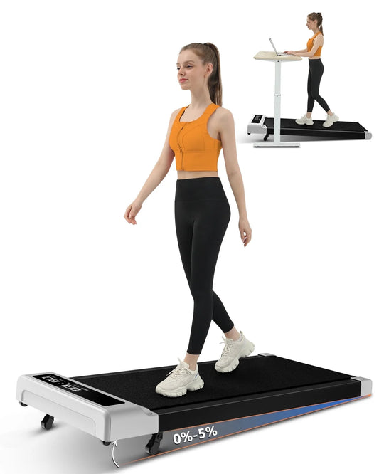 Incline Walking Pad Treadmill - 2-in-1 Compact Treadmill for Walking and Jogging, 2.5HP for Home Office with Remote Control and LED Display