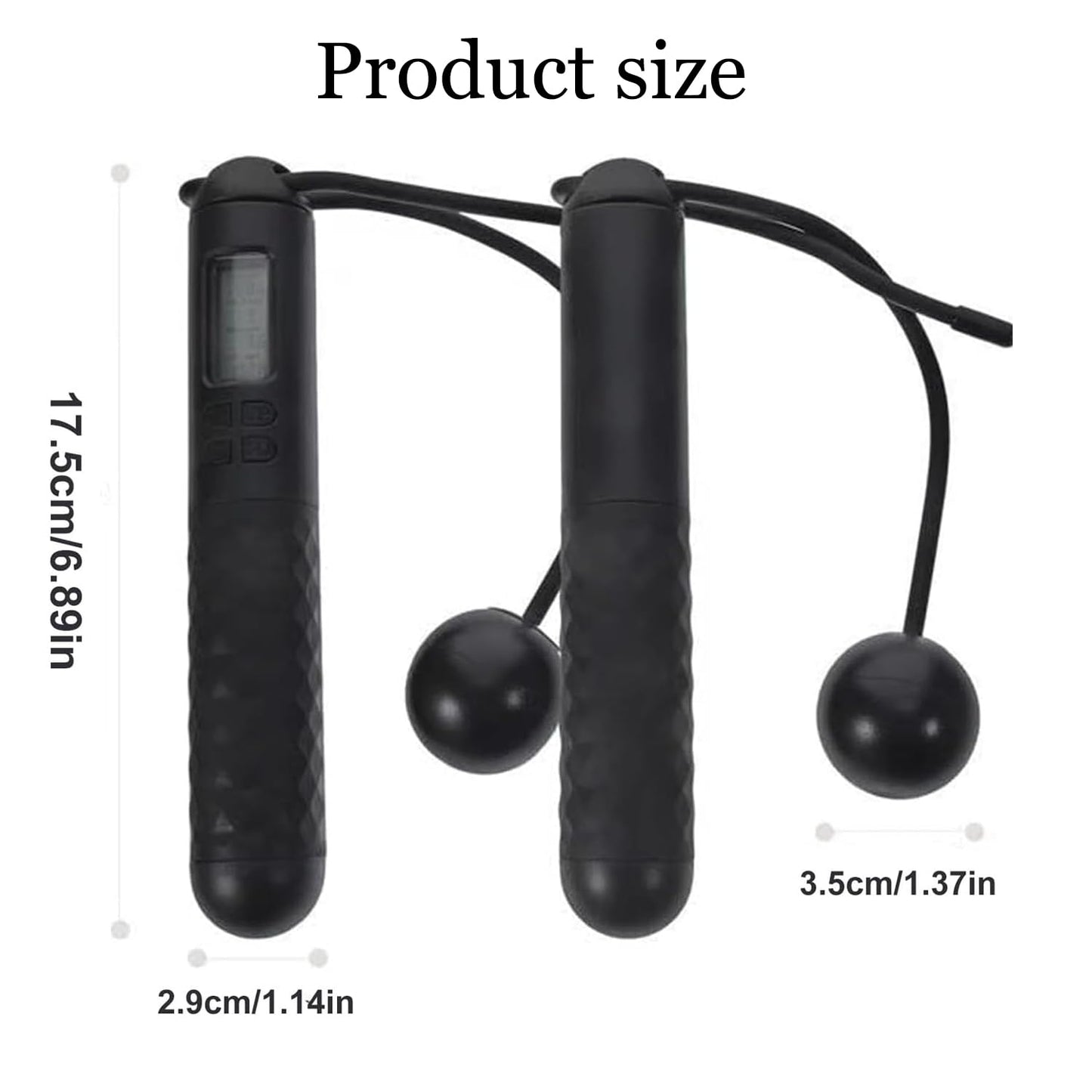 Skipping Rope with Counter, Gravity Ball Jump Rope, Cordless Jump Rope, Intelligent Timed Weighted Jump Rope, Adjustable Digital Counting Cordless Weighted Jump Rope for Lose Weight - Cordless-Black