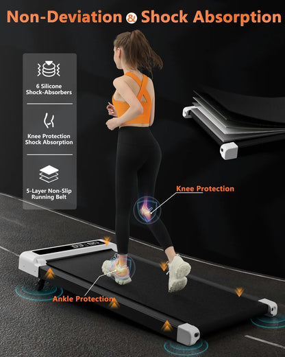 Incline Walking Pad Treadmill - 2-in-1 Compact Treadmill for Walking and Jogging, 2.5HP for Home Office with Remote Control and LED Display