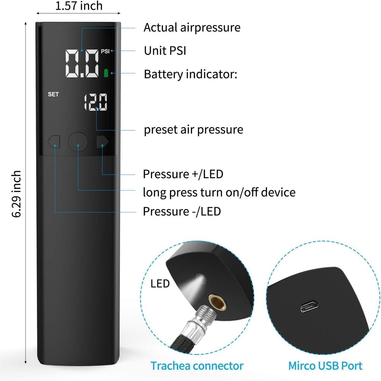 Electric Ball Pump, Smart Air Pump Portable Fast Ball Inflation with Precise Pressure Gauge and Digital LCD Display for Football Basketball Volleyball Football