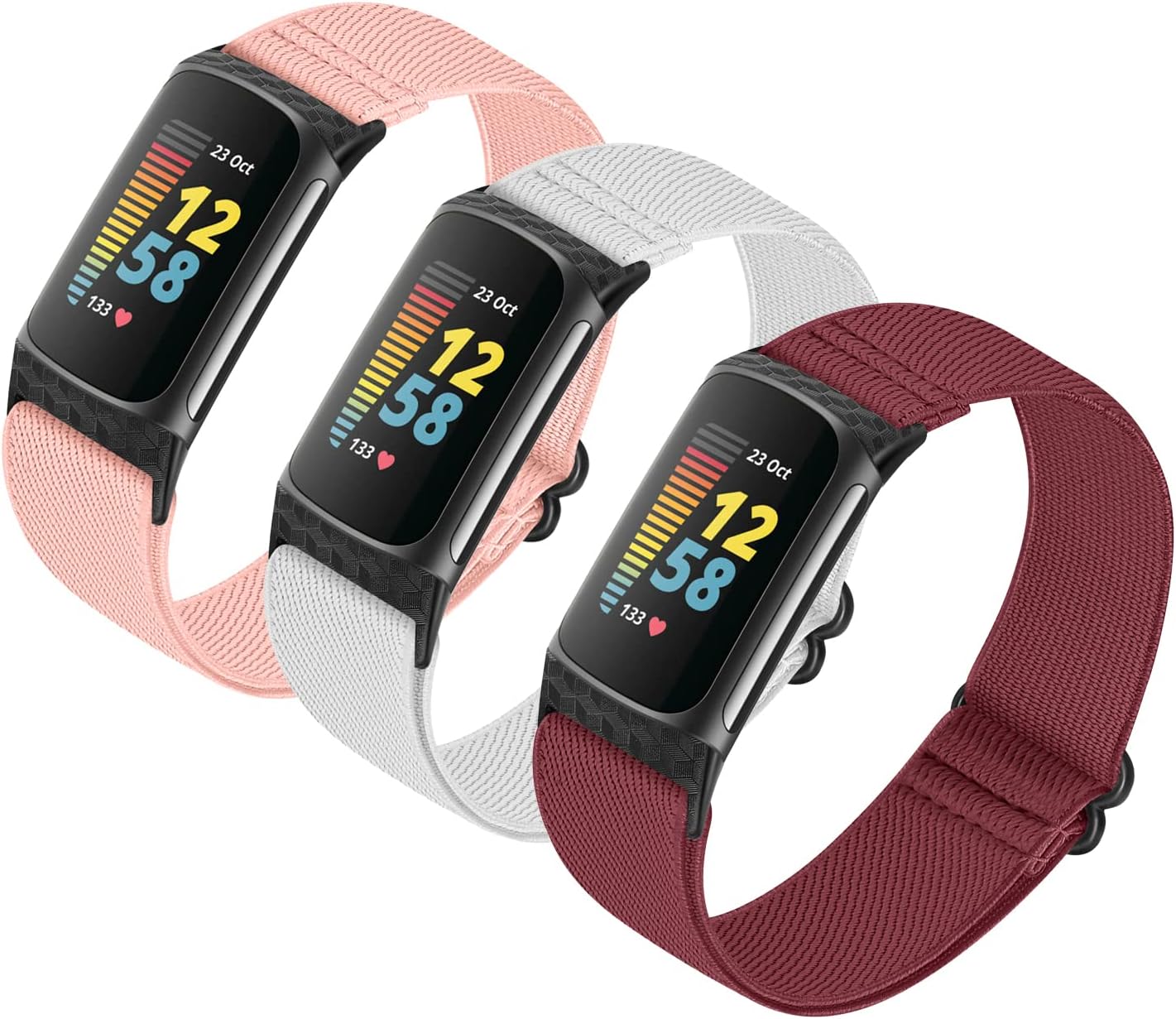 3 Pack Adjustable Elastic Watch Band Compatible with Charge 5 Bands for Women Men, Stretchy Sport Loop Band Soft Nylon Wristband Accessories for Charge 5 Fitness & Health Tracker