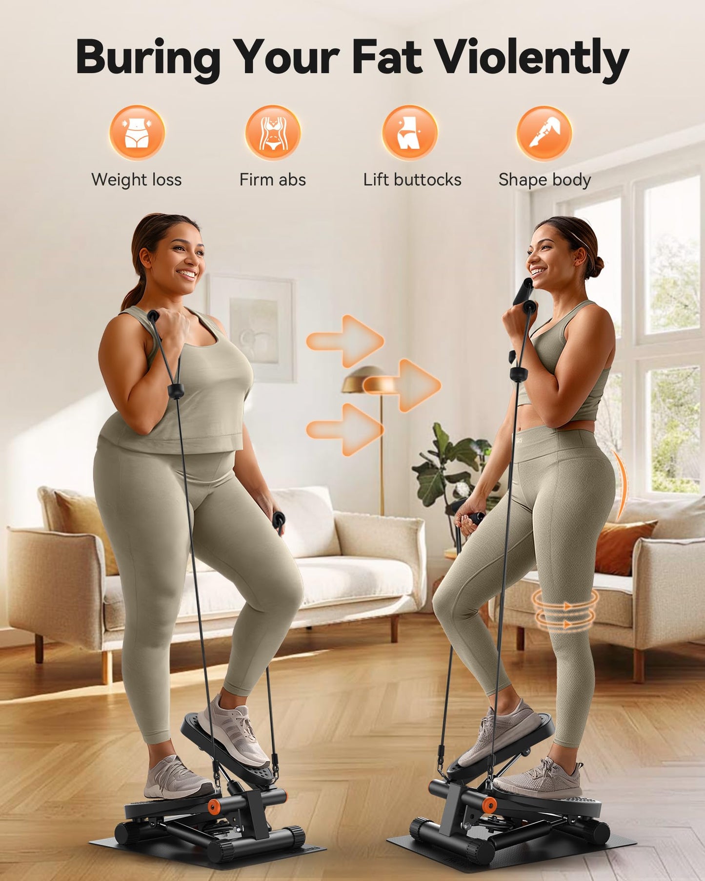 Niceday Steppers for Exercise, Stair Stepper with Resistance Bands, Mini Stepper with 300LBS Loading Capacity, Hydraulic Fitness Stepper with LCD Monitor