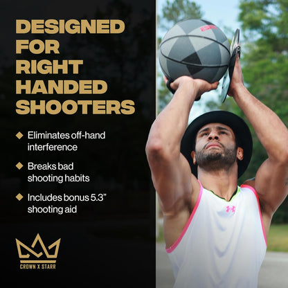 Basketball Shooting off Hand Trainer - for Right Handed Shooters, Eliminate off Hand Interference - with Bonus 5.3" Shooting Aid