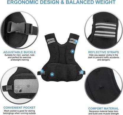 Adjustable Weighted Vest for Men Women Weights Included, 4-10Lbs/11-20Lbs Body Weight Vests Adjustable for Running, Training Workout, Jogging, Walking