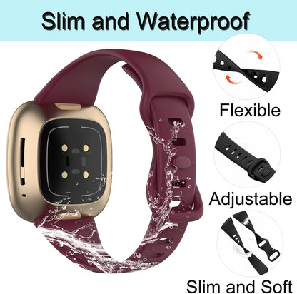 [3 PACK] Silicone Slim Band Compatible with Fitbit Versa 4 Bands Women Men, Soft Narrow Sport Strap Wristbands for Versa 4/Versa 3/Sense 2/Sense